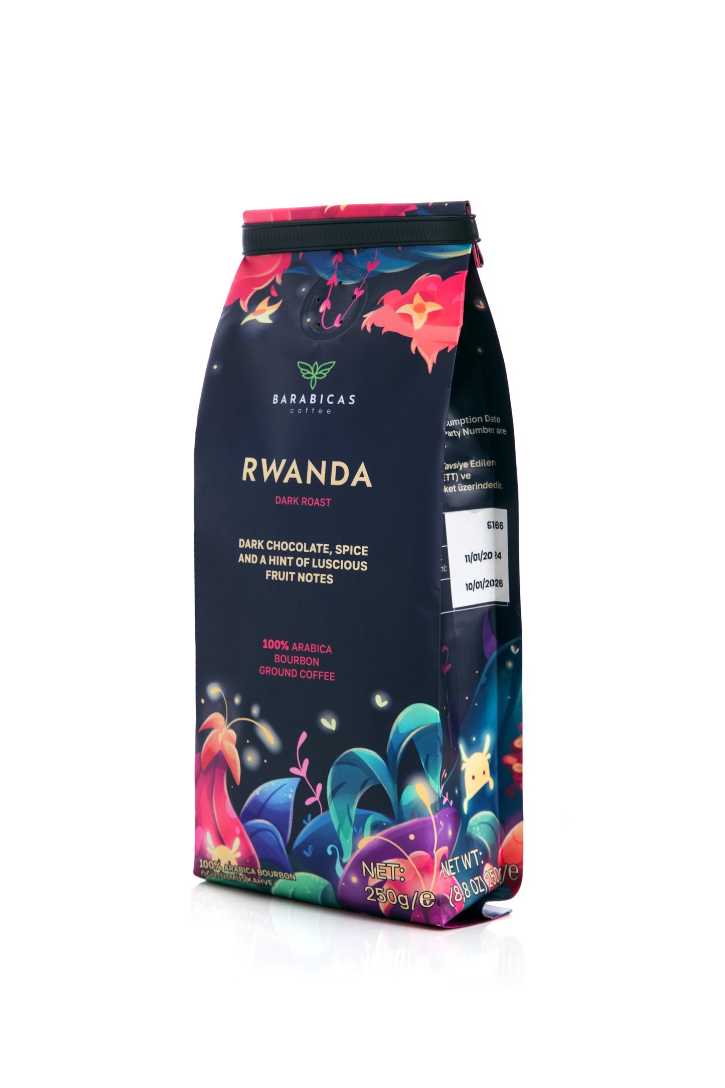 Rwanda 100% Arabica Bourbon - Dark Roast - Öğütülmüş Kahve - 250 gr