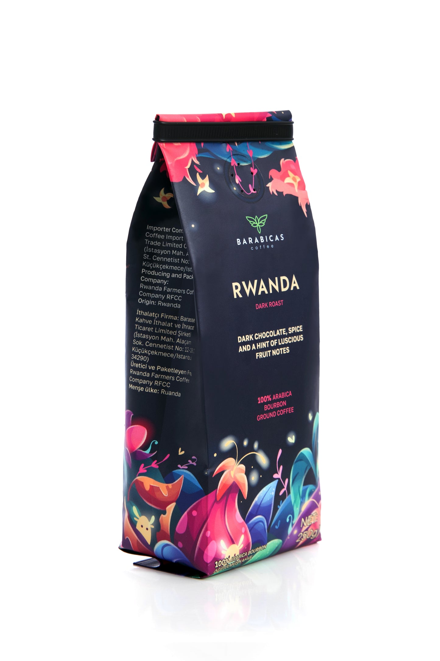 Rwanda 100% Arabica Bourbon - Dark Roast - Öğütülmüş Kahve - 250 gr