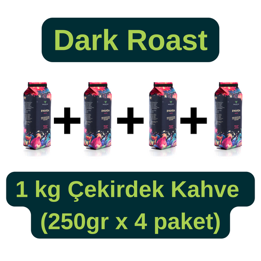 Rwanda 100% Arabica Bourbon 1kg Çekirdek Kahve - Dark Roast