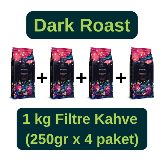 Rwanda 100% Arabica Bourbon 1kg Filtre Kahve - Dark Roast