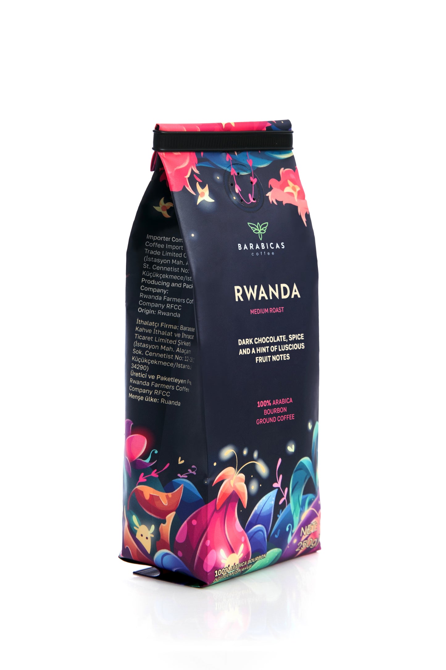 Rwanda 100% Arabica Bourbon - Medium Roast - Öğütülmüş Kahve - 250 gr