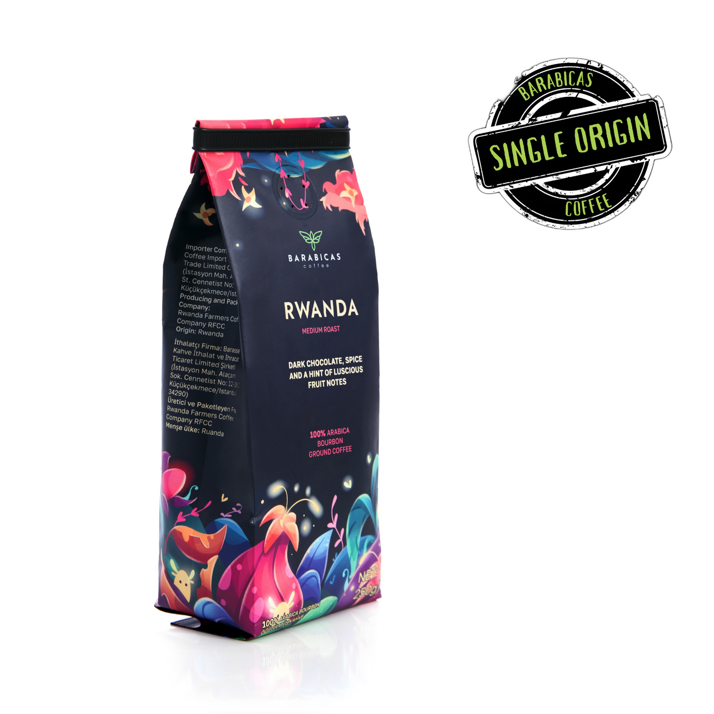 Rwanda 100% Arabica Bourbon - Medium Roast - Öğütülmüş Kahve - 250 gr